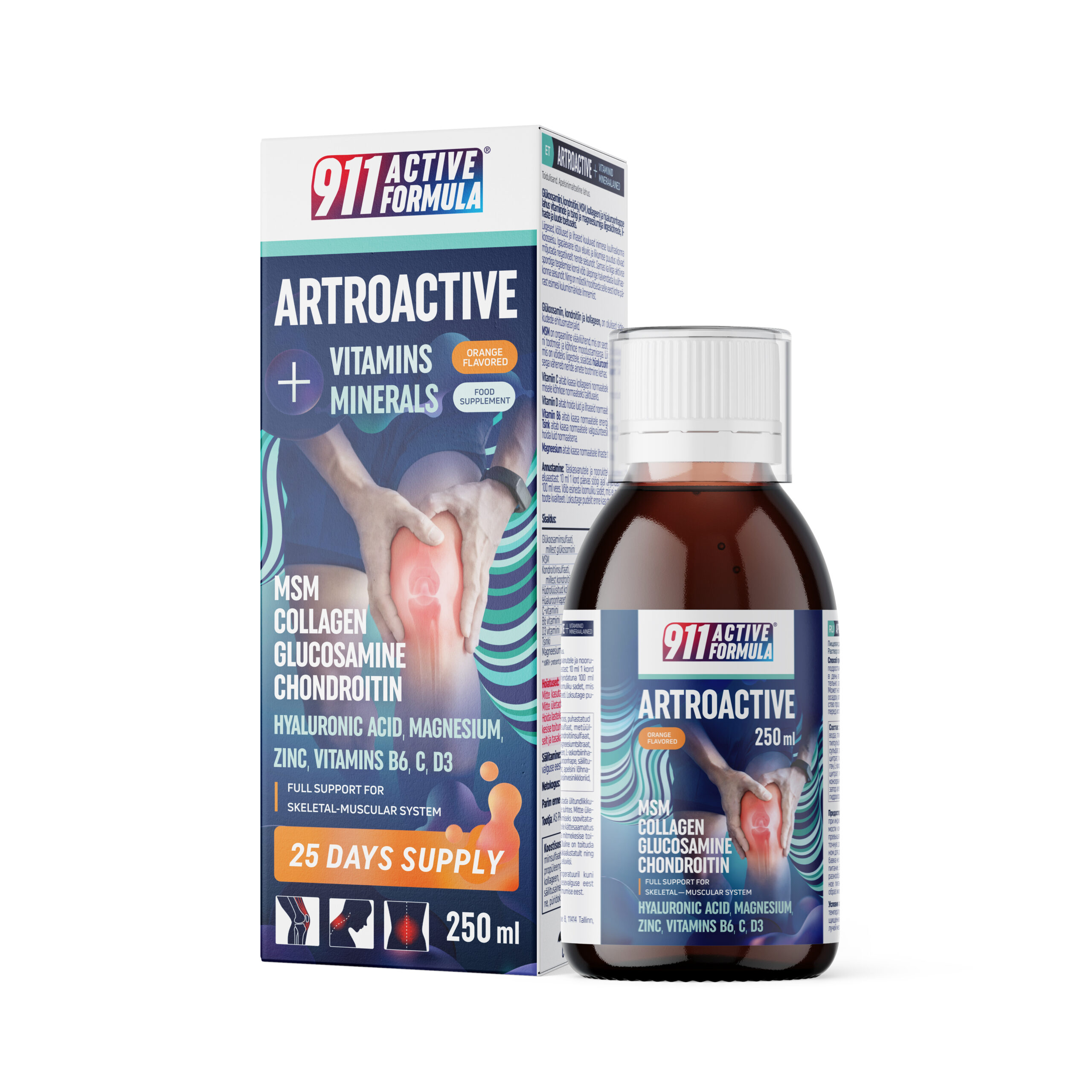 911 Active Formula Artroactive + Vitamins + Minerals (Orange-Flavoured Solution) 250 ml