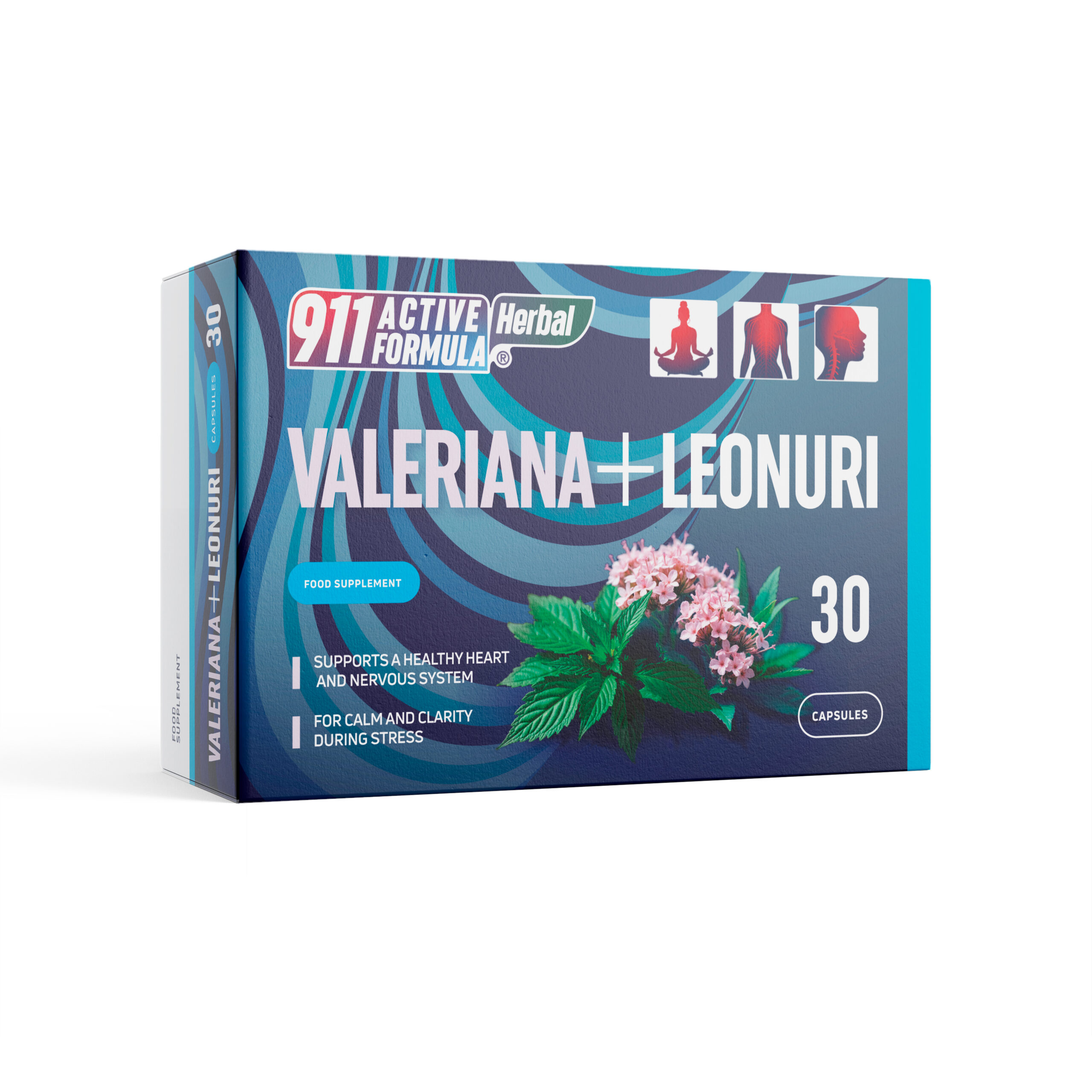 911 Active Formula Herbal Valerian + Motherwort Capsules (30 Capsules)
