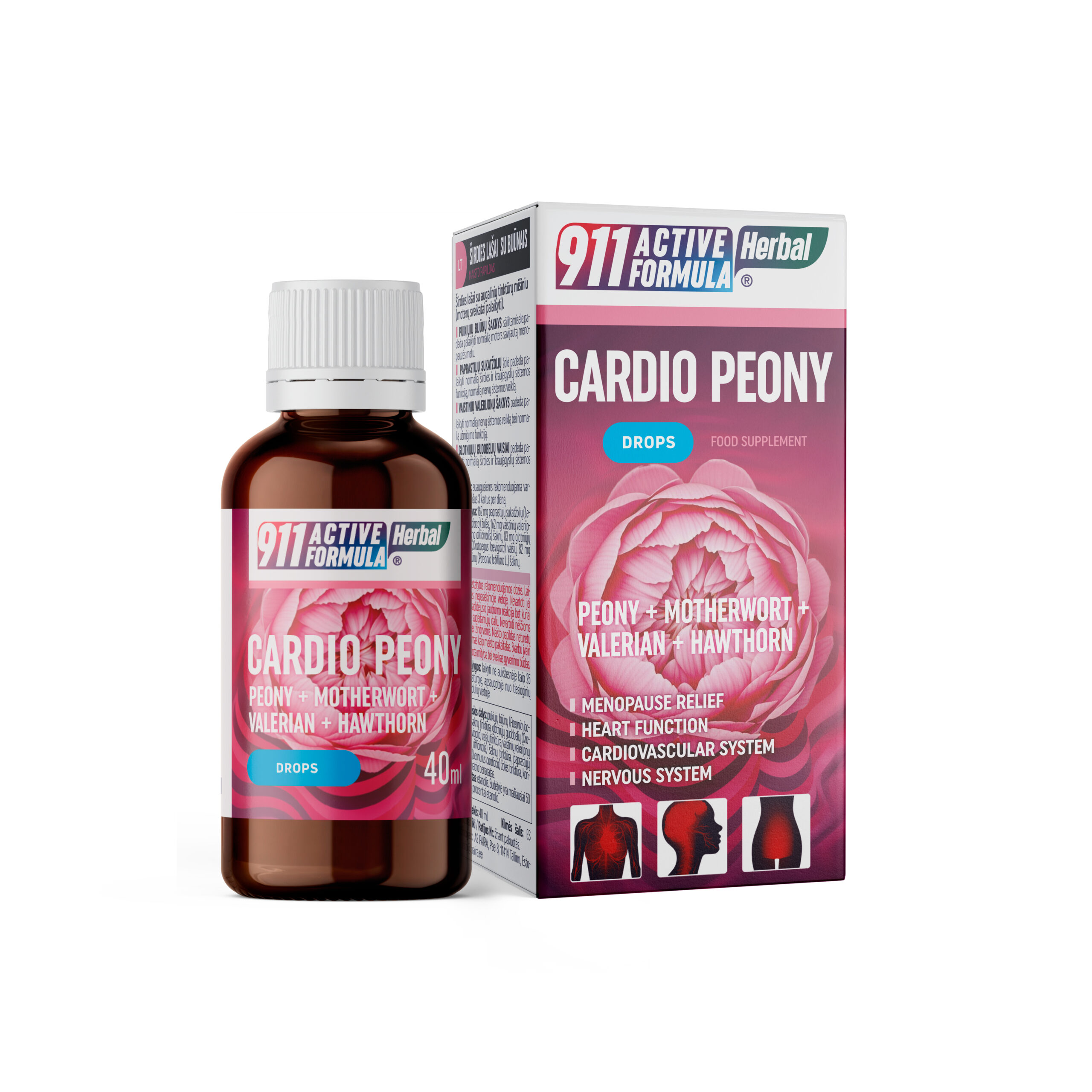 911 Active Formula Herbal Cardio Peony Heart Drops with Peony 40ml