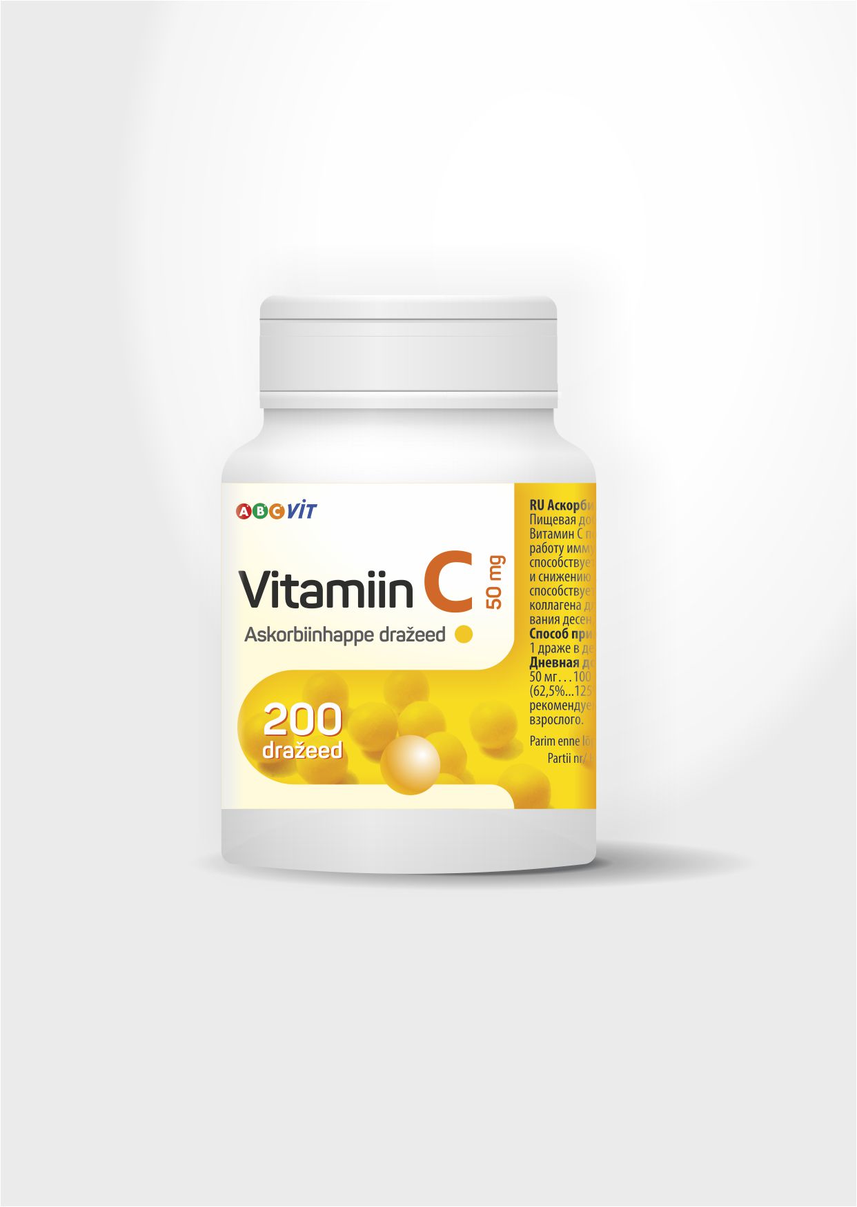 ABCvit Vitamiin C Askorbiinhappe dražeed 50mg N200