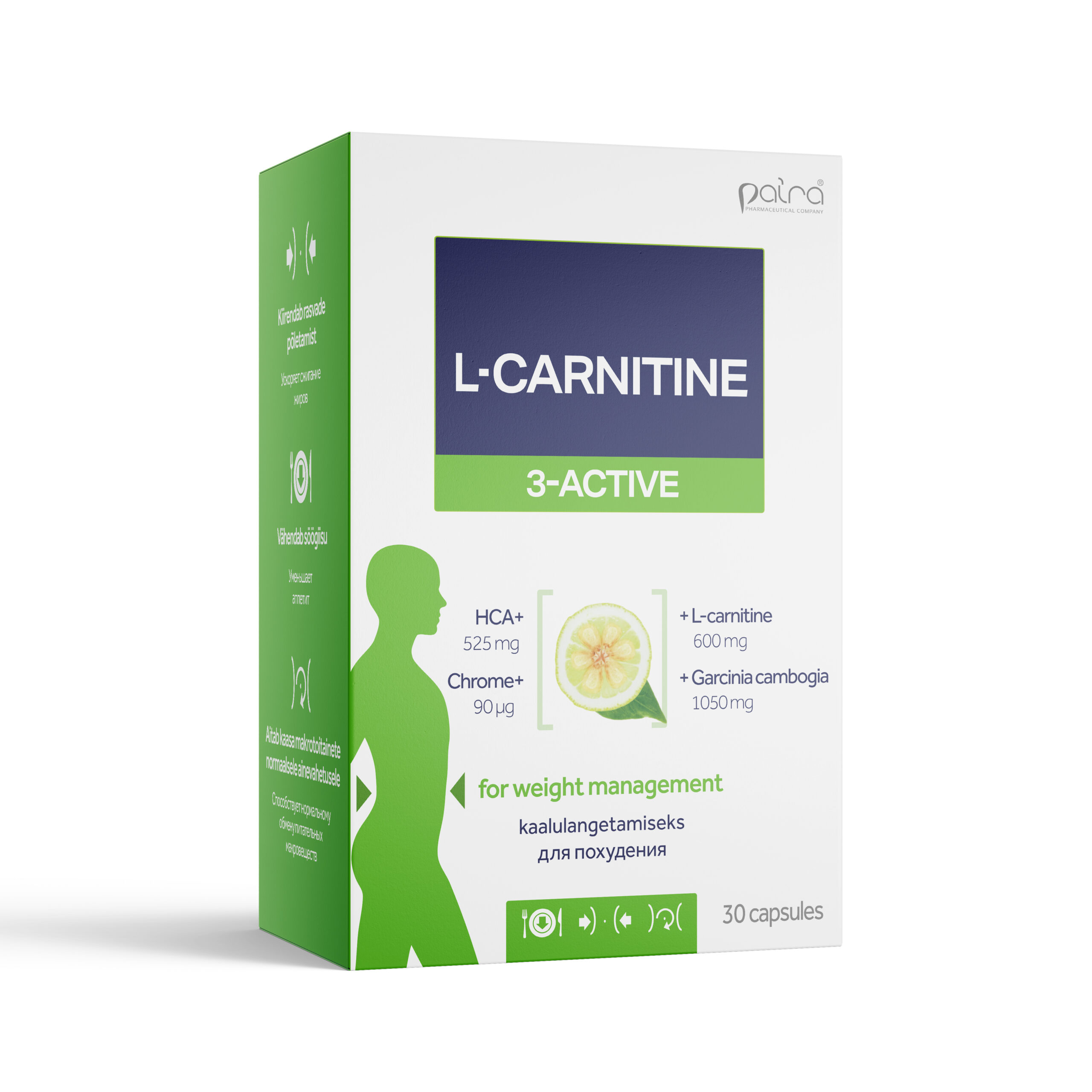 Paira L-Carnitine 3-aktive (L-Karnitiin) kapslit N30