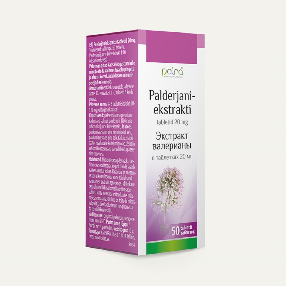 Paira Palderjaniekstrakti tabletid 20 mg N50