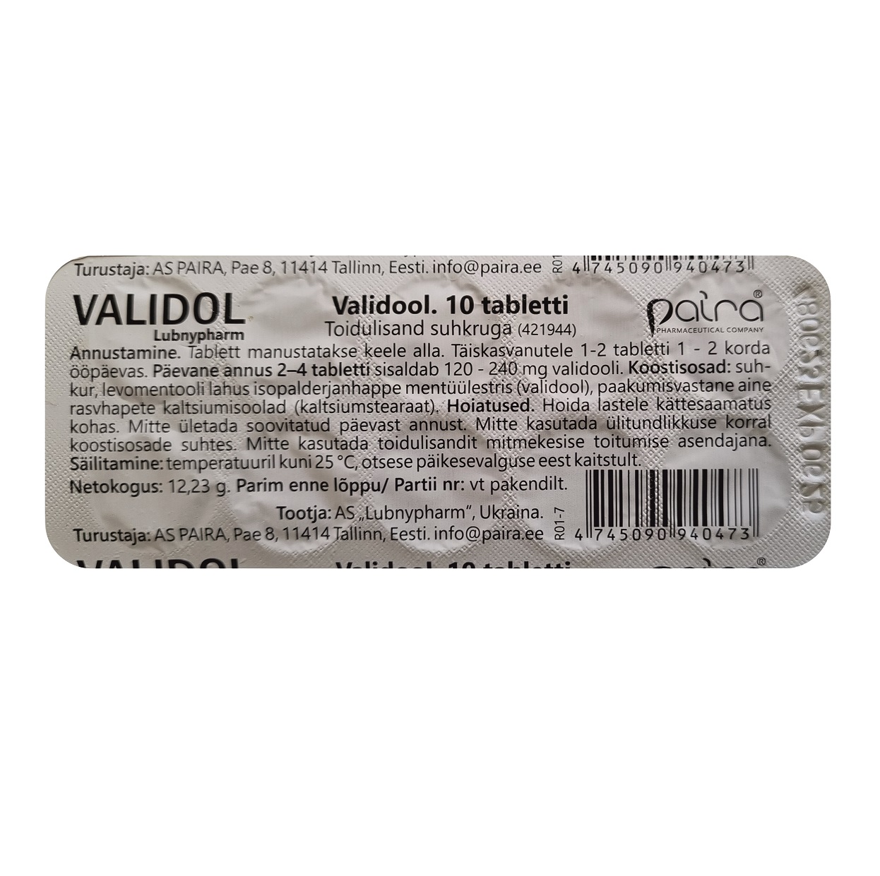 Paira Validol suhkruga 60mg N10