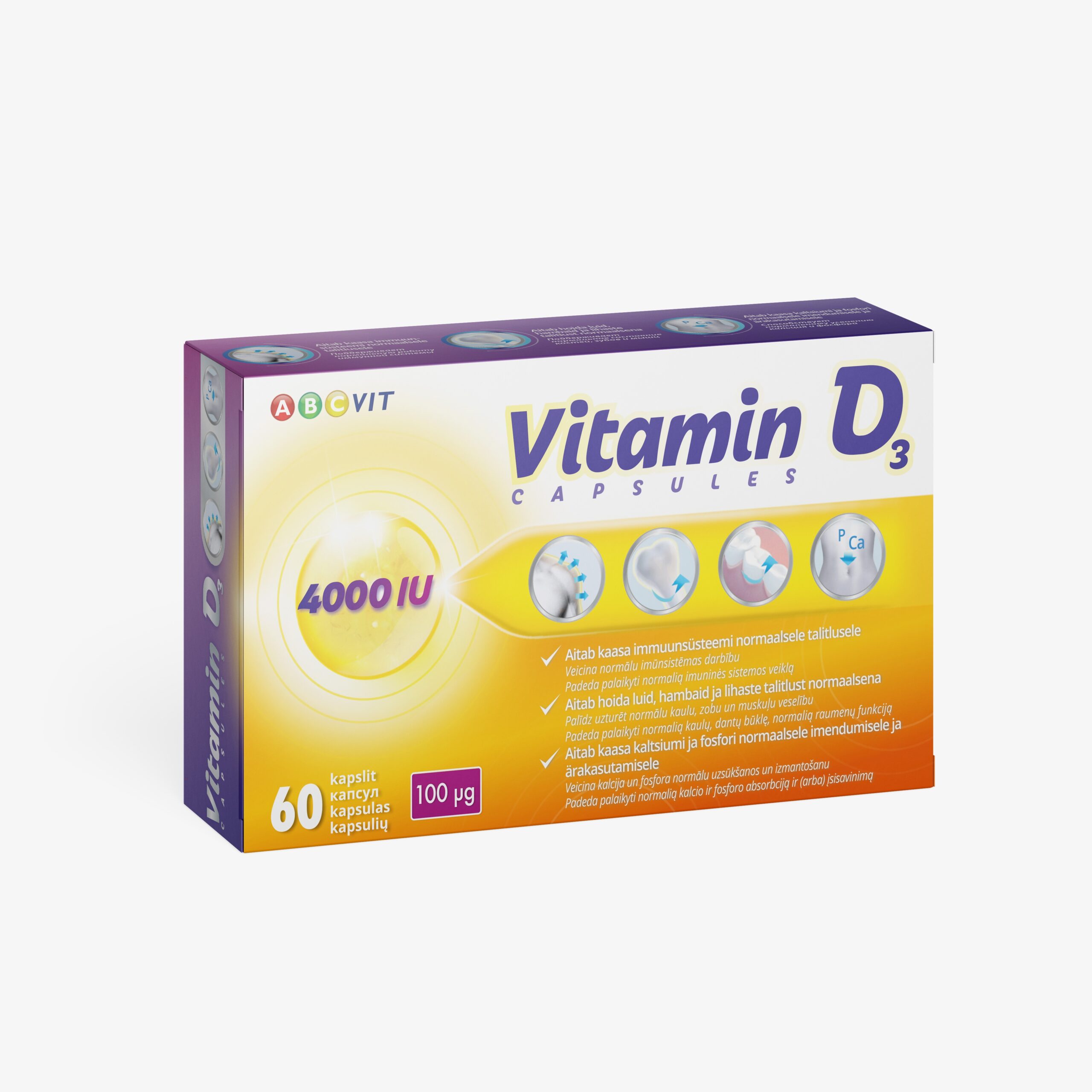 ABCvit D₃-vitamiin 4000 IU (100mcg) kapslid N60