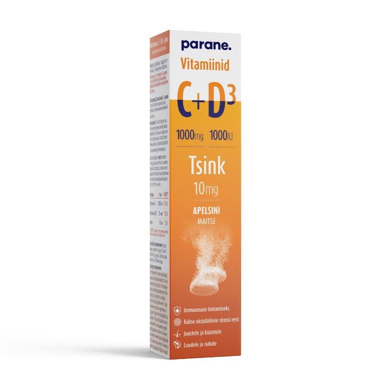 Parene. Vitamiinid C 1000mg + D3 25mg + Zn 10mg N20