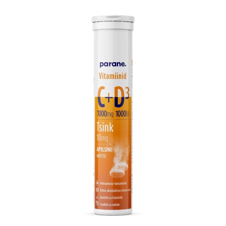 Parene. Vitamiinid C 1000mg + D3 25mg + Zn 10mg N20 - Image 2