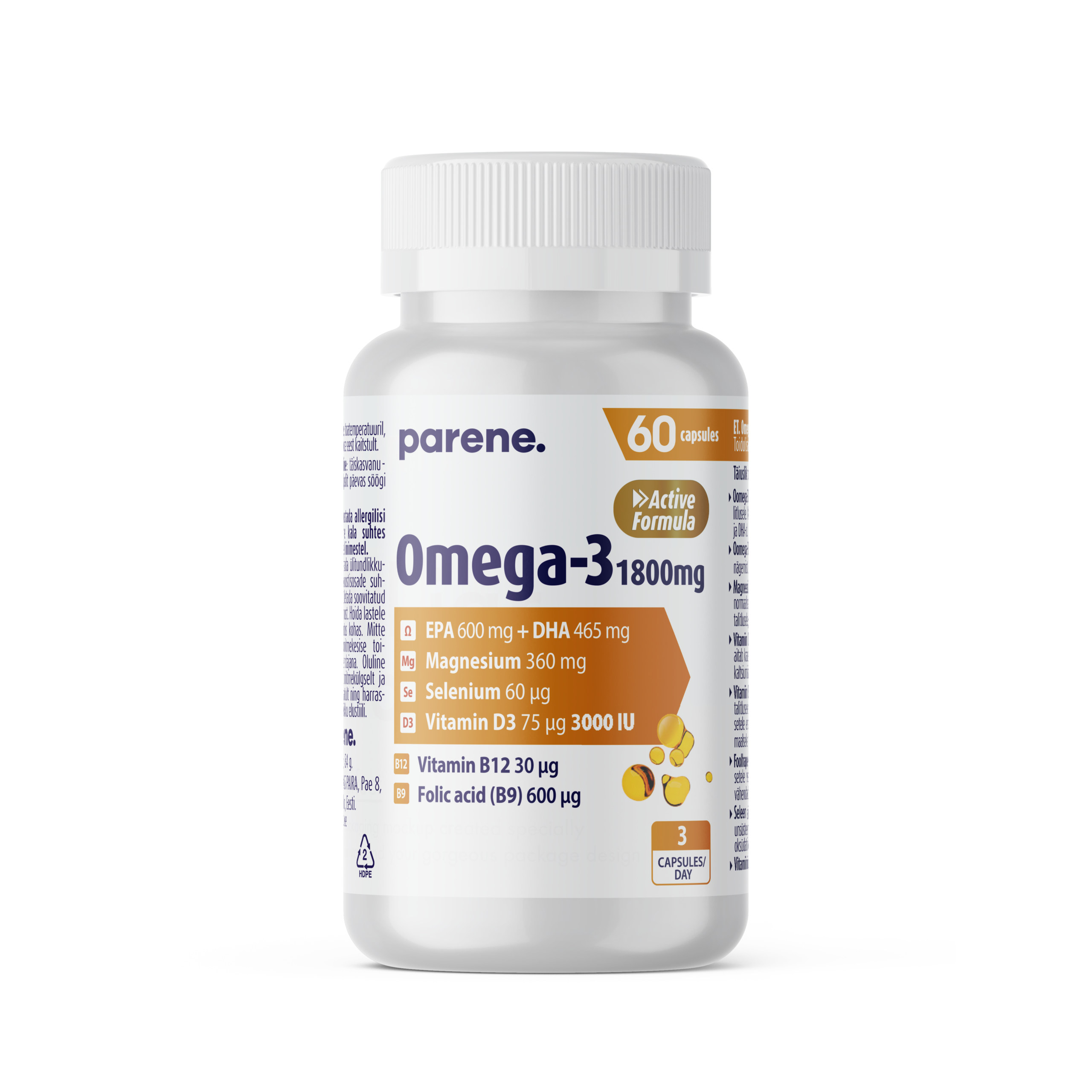 Omega-3 kalaõli + Magneesium + Seleen + Vitamiinid.